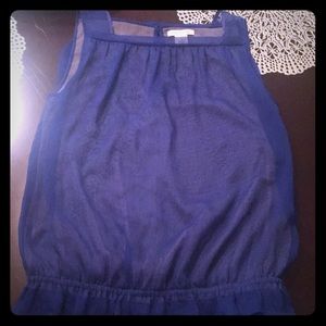 Blue sheer shirt with beading